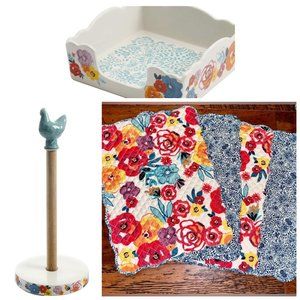 Pioneer Woman Flea Market 3 Pieces: Placemats/Paper Towel Holder/Napkin Holder